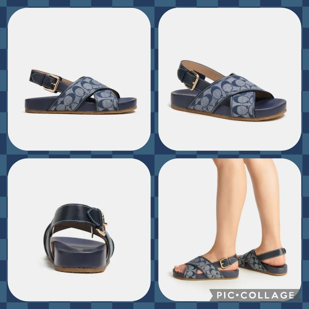 COACH Adora Sandal In Signature Chambray - Picture 2 of 9